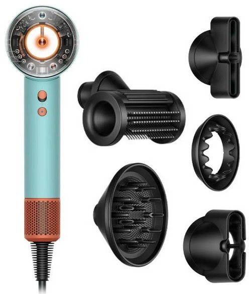 Фен Dyson Supersonic Nural HD16 Ceramic Patina_Topaz, голубой+оранжевый